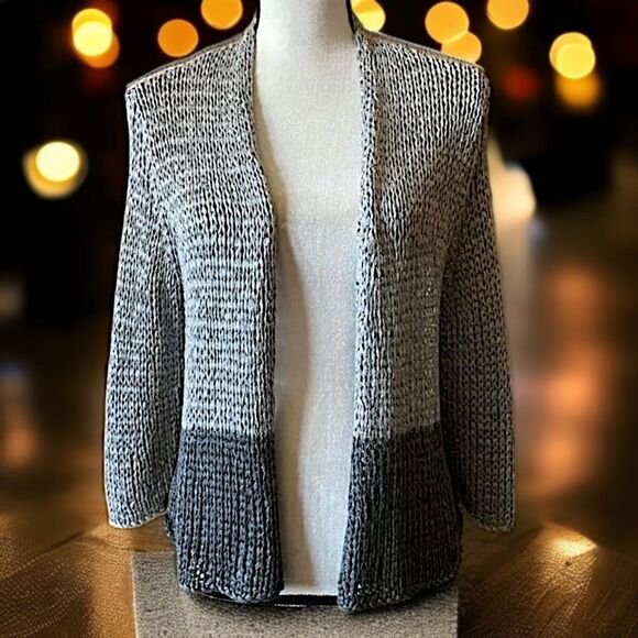Eileen Fisher Italian Yarn Cardigan L Open Knit Quiet Luxury Old Money Capsule. - Picture 11 of 13